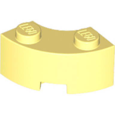 bright light yellow brick round corner 2 x 2 macaroni with stud notch and reinforced underside