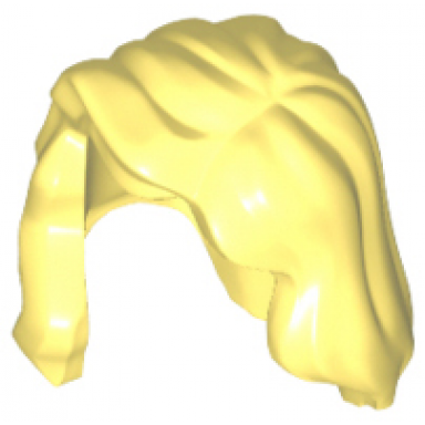 bright light yellow minifigure hair female mid-length with part over right shoulder