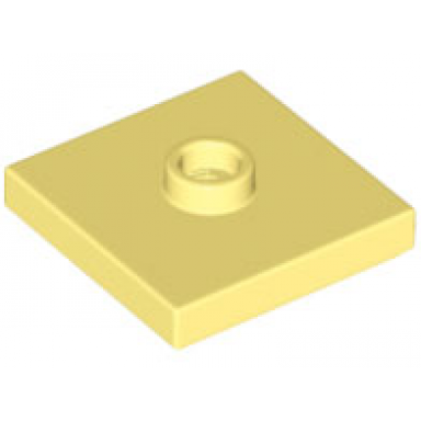 bright light yellow plate modified 2 x 2 with groove and 1 stud in center jumper