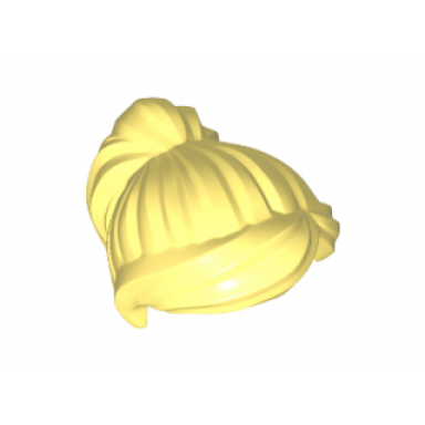 bright light yellow minifigure hair female ponytail and swept sideways fringe