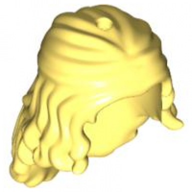 bright light yellow mini doll hair friends long wavy partially tied back hole on top hole on back