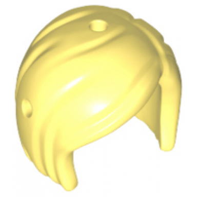 bright light yellow mini doll hair friends short bob cut with hole on top and side - flexible rubber
