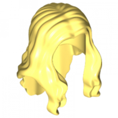 bright light yellow minifigure hair long wavy with center part