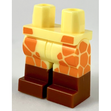 bright light yellow hips and legs with reddish brown boots orange giraffe spots pattern