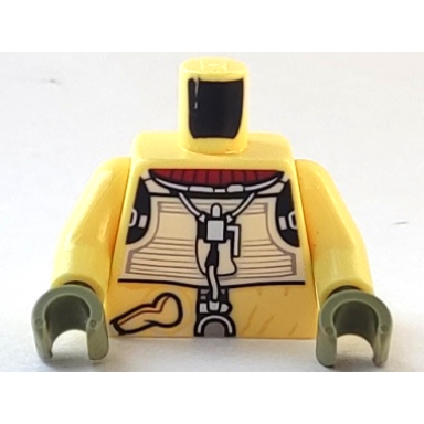 bright light yellow torso sw trandoshan armor with dark red collar and hose on back pattern bright light yellow arms olive green hands