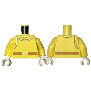 bright light yellow torso jacket plain medium nougat belt gold buckle ropes and neck pattern bright light yellow arms white hands