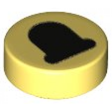 bright light yellow tile round 1 x 1 with black eye with partially closed straight eyelid pattern