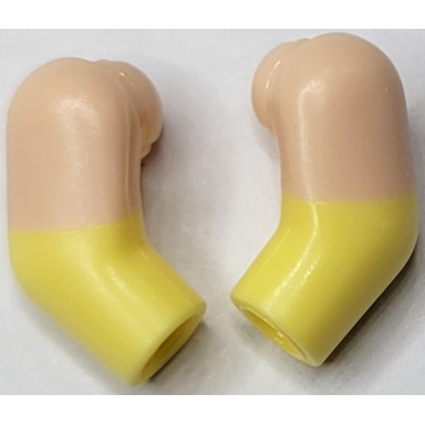 bright light yellow arm matching left and right pair with molded light nougat short sleeves pattern