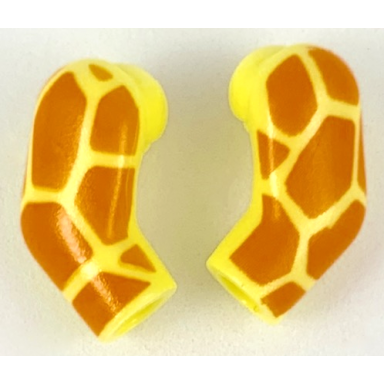 bright light yellow arm matching left and right pair with orange giraffe spots pattern
