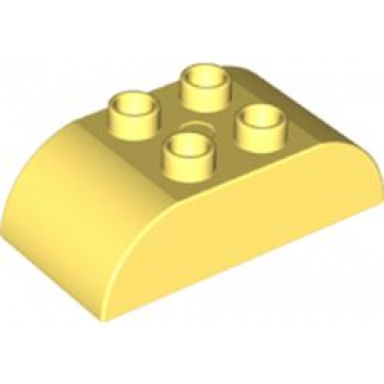 bright light yellow duplo brick 2 x 4 slope curved double