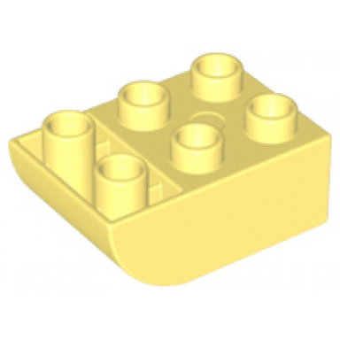 bright light yellow duplo brick 2 x 3 slope curved inverted