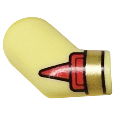 bright light yellow arm right with red cuff and gold bracelet pattern