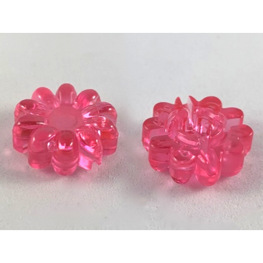 trans-pink clikits icon flower 10 petals 2 x 2 large with hole