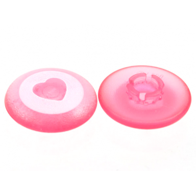 trans-pink clikits icon round 2 x 2 large with pin with white circle with heart cutout pattern