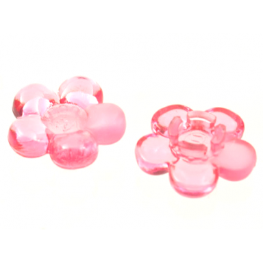 trans-pink clikits icon flower 5 petals 2 x 2 small with pin polished transparent colors only