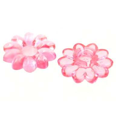 trans-pink clikits icon flower 10 petals 2 x 2 small with pin polished transparent colors only