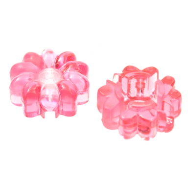 trans-pink clikits icon flower 10 petals 2 x 2 small with hole polished transparent colors only