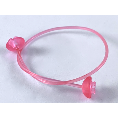 trans-pink clikits cord jelly string 168mm with 2 same color caps top attachment