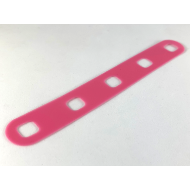 trans-pink clikits flexy film strip 2 x 14 with rounded ends and 5 holes