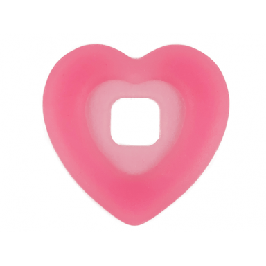 trans-pink clikits icon accent plastic heart 3 3 8 x 3 3 8 with raised border