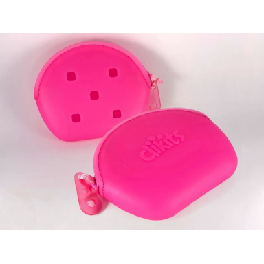 trans-pink clikits bag purse with 5 holes and zipper