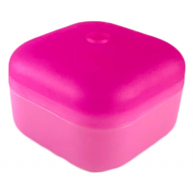 trans-pink clikits container square box with hole with trans-dark pink lid 51462 51285