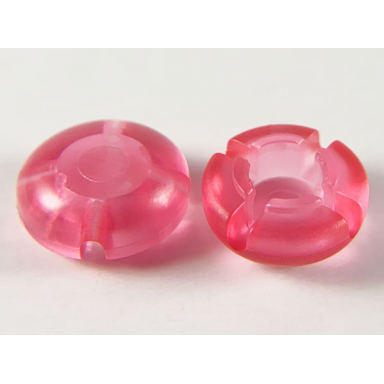 trans-pink clikits icon round 2 x 2 small with hole polished transparent colors only