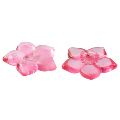 trans-pink clikits icon flower 5 pointed petals 2 x 2 large with pin