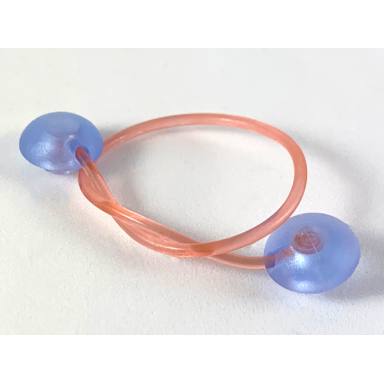 trans-pink clikits cord jelly string 96mm with 2 trans-medium blue caps side attachment