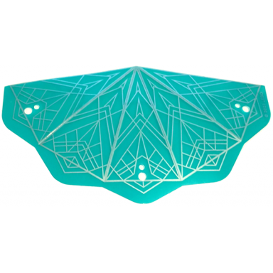plastic dark turquoise conical roof with silver geometric triangles pattern