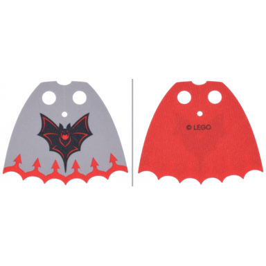 minifigure cape cloth scalloped 7 points with light bluish gray and red sides black and red bat red border with arrows pattern
