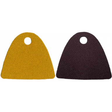 minifigure cape cloth straight bottom with single top hole - spongy stretchable fabric with bright light orange and dark brown sides