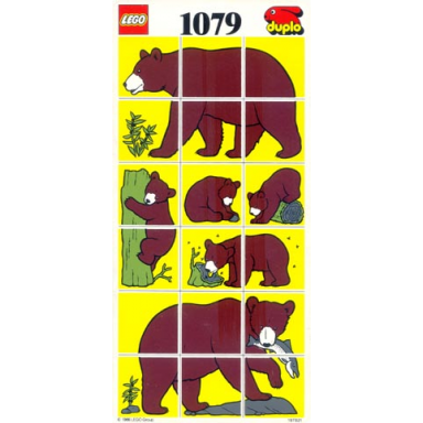 paper duplo mosaic picture puzzle key card from set 1079 - brown bear