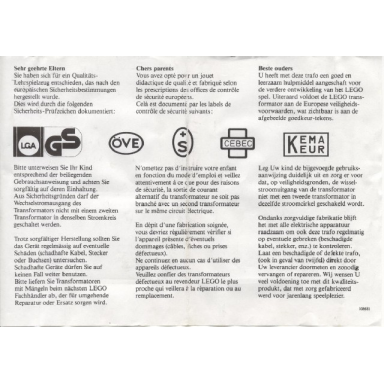 paper information note for parents 12v transformer - 108681