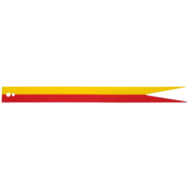 cloth banner flag pointed ends with red and yellow halves stripes pattern
