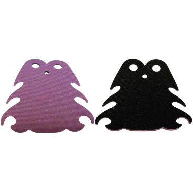 mini doll cape cloth 6 curly points 3 bottom curves long with 2 small top holes with medium lavender and black sides