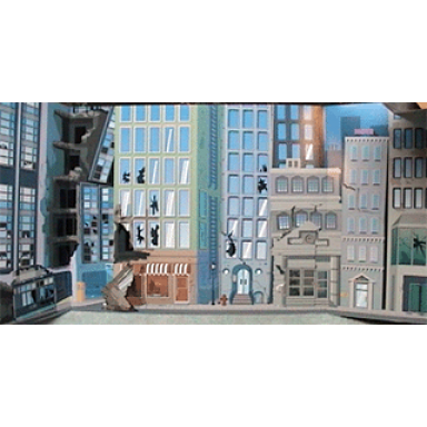 paper part for set 1349 - cardboard backdrop with destroyed city street pattern