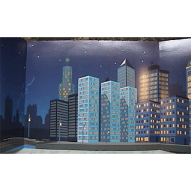 paper part for set 1349 - cardboard backdrop with nighttime city skyline pattern