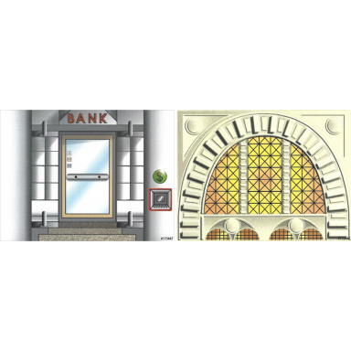 paper part for set 1376 - cardboard backdrop with bank front entrance large arched window pattern