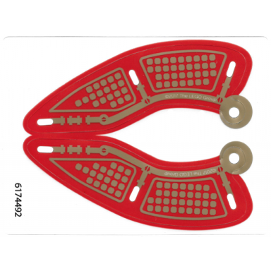 plastic wings curved with gold partitioned squares on red background pattern sheet of 2