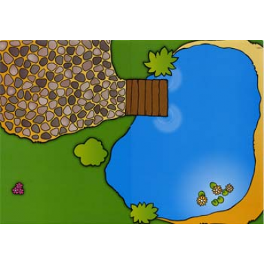 paper duplo playmat for set 3090 - lake with pier and grass and stone walkway