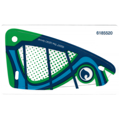 plastic triangle 6 x 12 sail with dark blue wave in circle and dark azure dark blue and green markings pattern