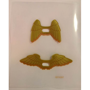 plastic wings with gold feathers hawkgirl pattern sheet of 2 collapsed and extended wings