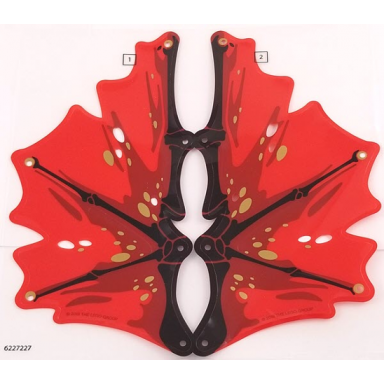 plastic wing dragon with black spines dark red splotches and gold ovals on red background pattern sheet of 2
