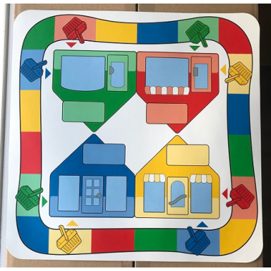 plastic playmat duplo with shops baskets and game road pattern