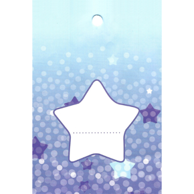 clikits paper party favor bag with stars and spots on blue gradient background pattern