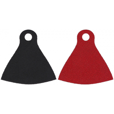 minifigure cape cloth with single top hole with red and black sides - spongy stretchable fabric