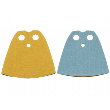 minifigure cape cloth standard - starched fabric - 3.9cm height with yellow and bright light blue sides