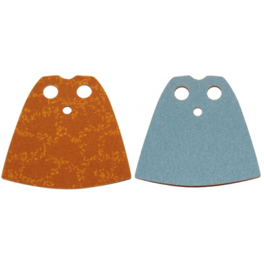 minifigure cape cloth standard - starched fabric - 4.0cm height with dark orange with orange ornaments pattern and sand blue sides lando calrissian