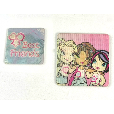 clikits frame insert paper 4 x 4 lenticular with best friends and heart daisy and star characters pattern